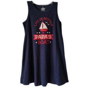 Papa's Boat Tank Dress Life Is Better On Navy Nautical Boating Lake Ocean Kids M